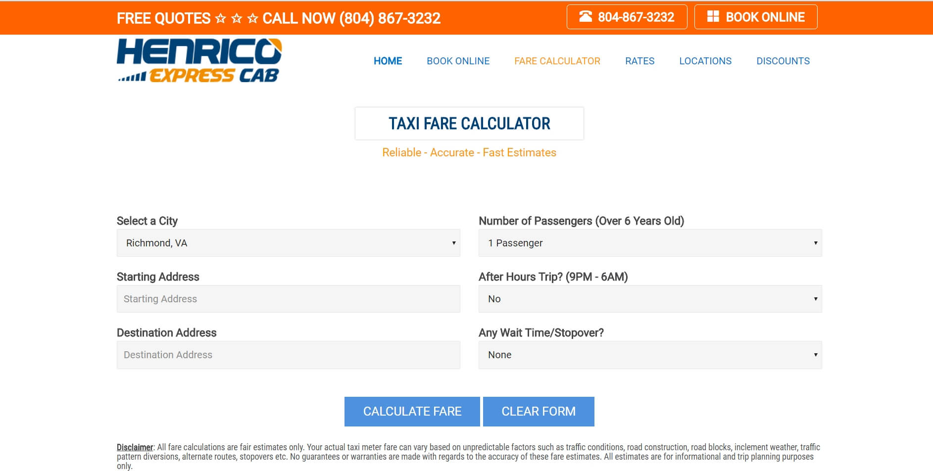 image of taxi fare calculator